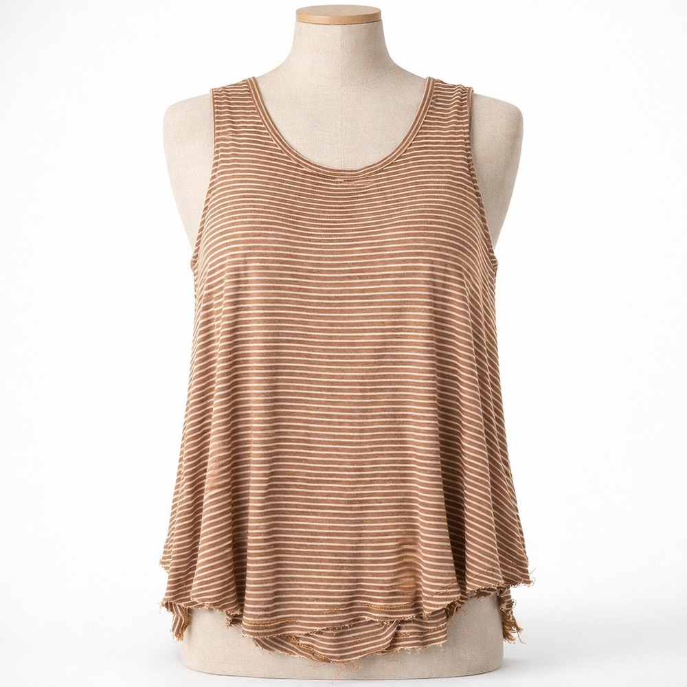 American Eagle Y2K Twist Open Back Striped Linen Tank Size M Brown Layering Boho